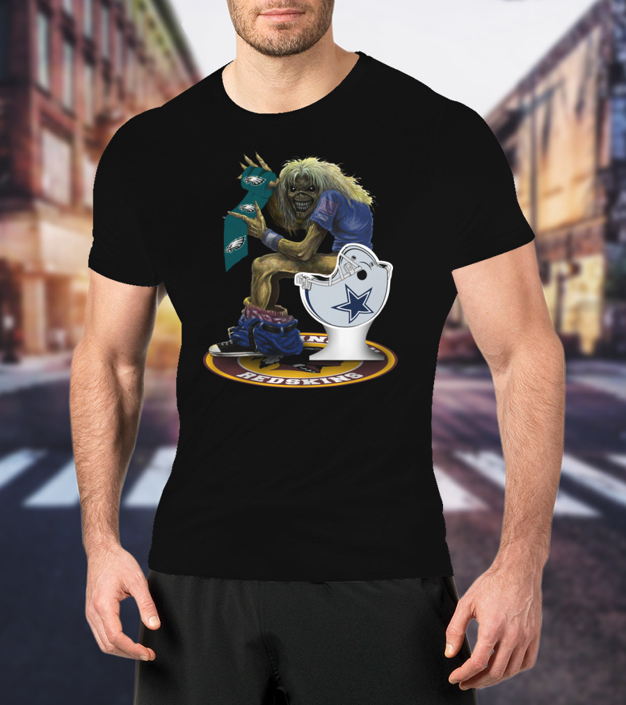 Eddie With Nfl Giants Eagles Cowboys Redskins Logos T-Shirt