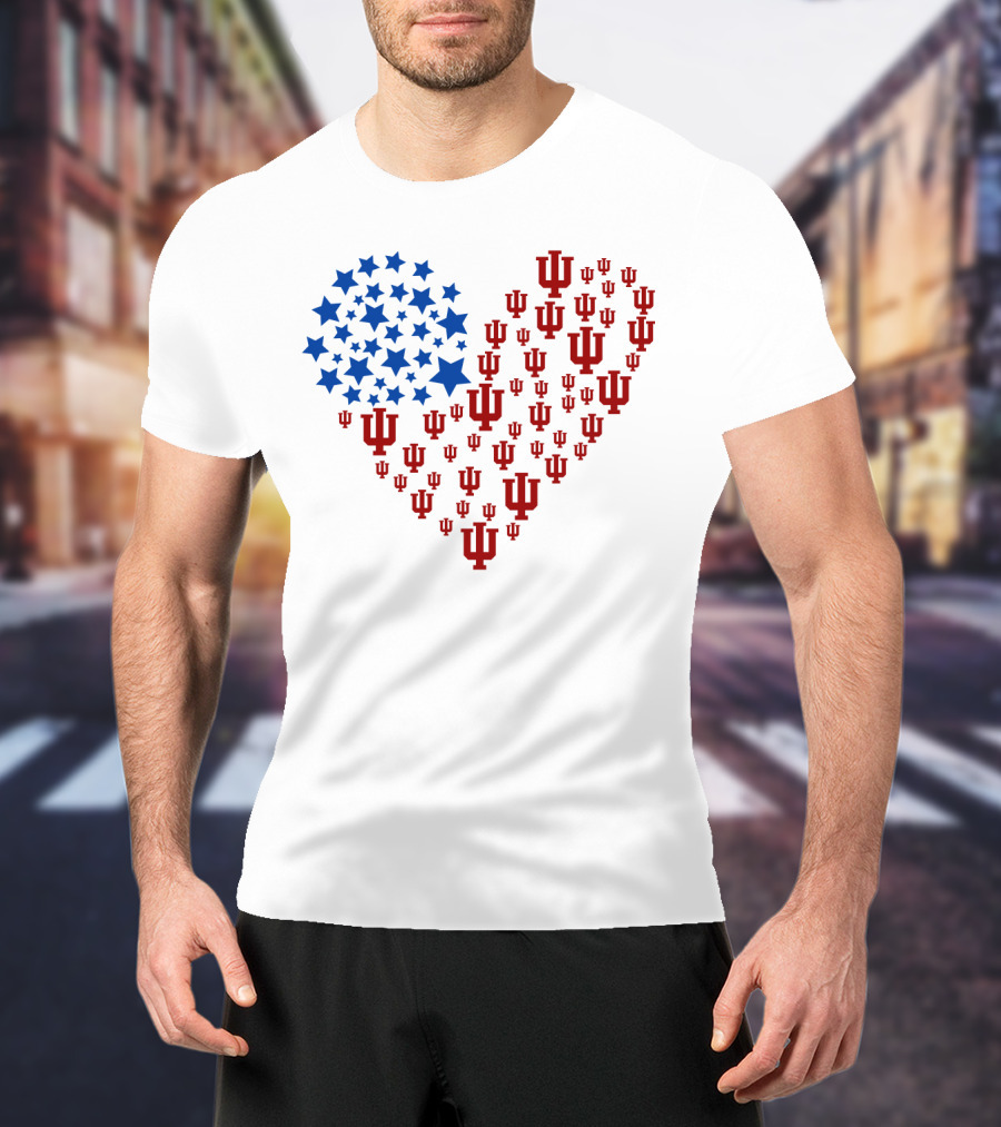 Heartflag Indiana University Stars And Iu Logo Ncaa T-Shirt