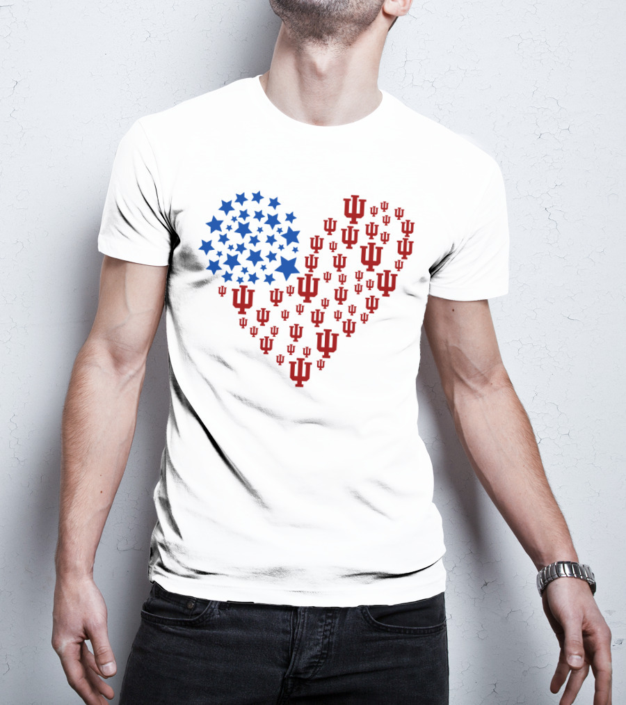 Heartflag Indiana University Stars And Iu Logo Ncaa T-Shirt