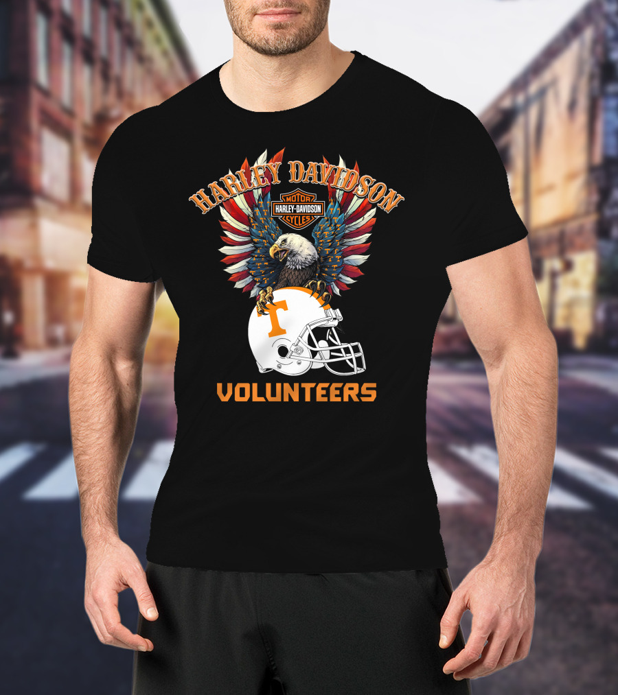 Harley Davidson Motor Cycles Volunteers Bald Eagle Helmet T-Shirt