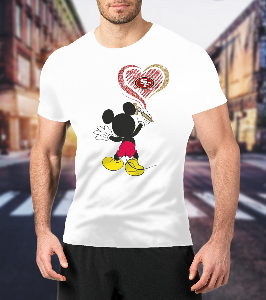 Mickey Mouse Painting San Francisco 49ers Heart T-Shirt