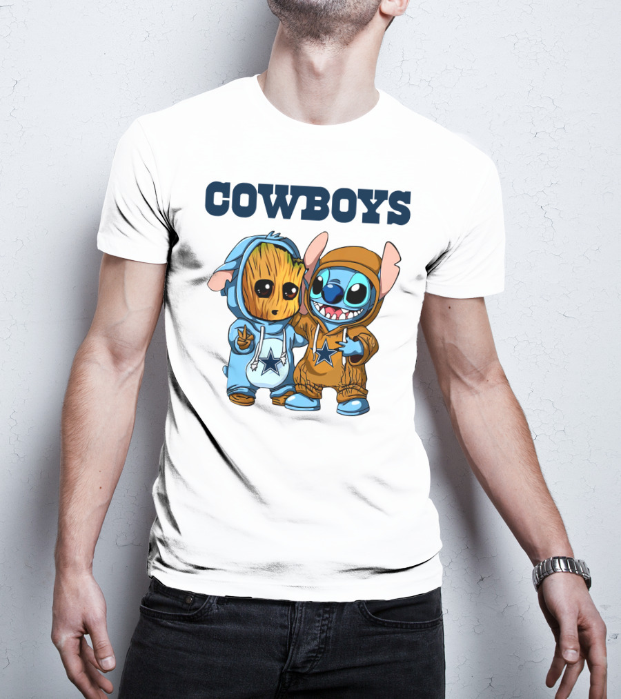 Cowboys Groot Stitch NFL Disney Collaboration T-Shirt