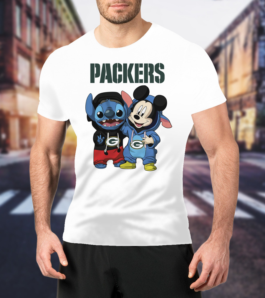 Packers Green Bay Stitch And Mickey Hoodie Characters T-Shirt