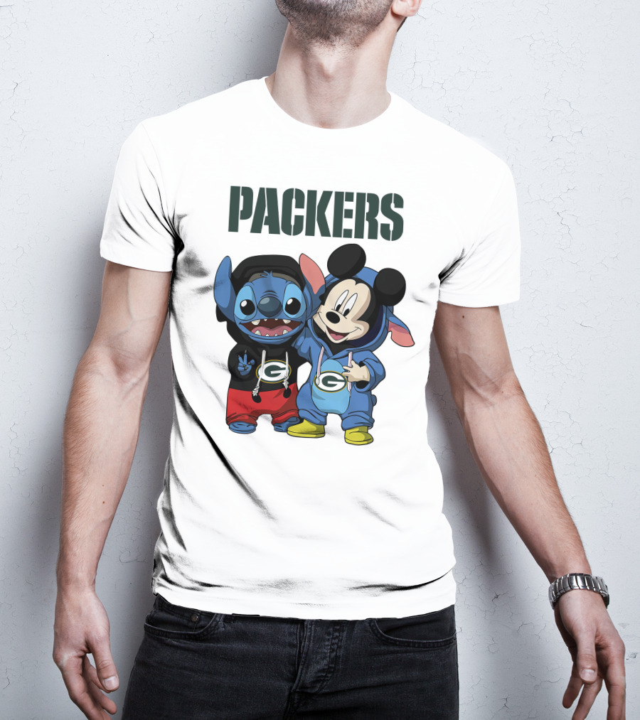 Packers Green Bay Stitch And Mickey Hoodie Characters T-Shirt