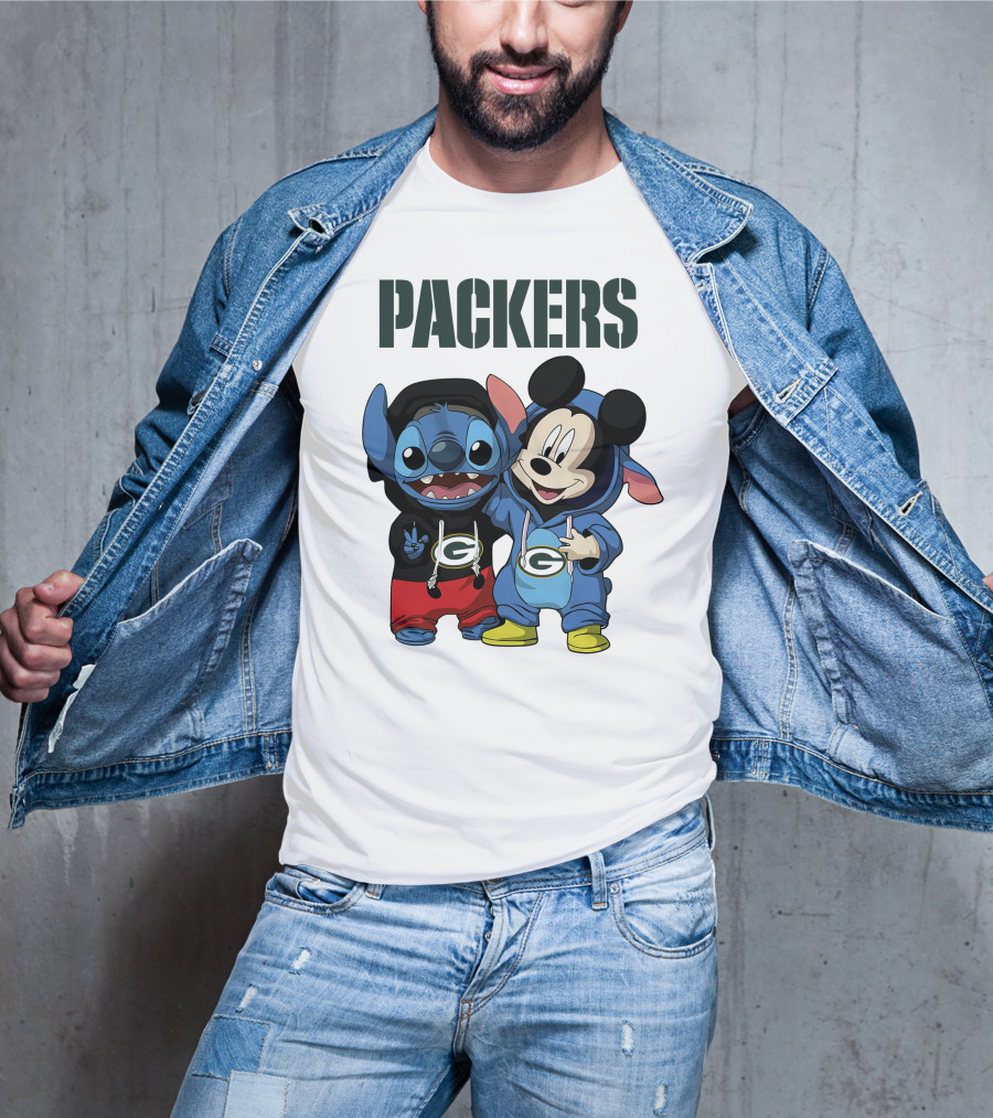 Packers Green Bay Stitch And Mickey Hoodie Characters T-Shirt