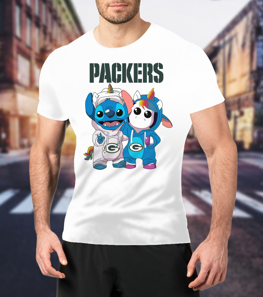 Packers Stitch And Unicorn Fans In Team Gear T-Shirt