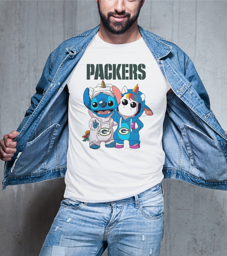 Packers Stitch And Unicorn Fans In Team Gear T-Shirt