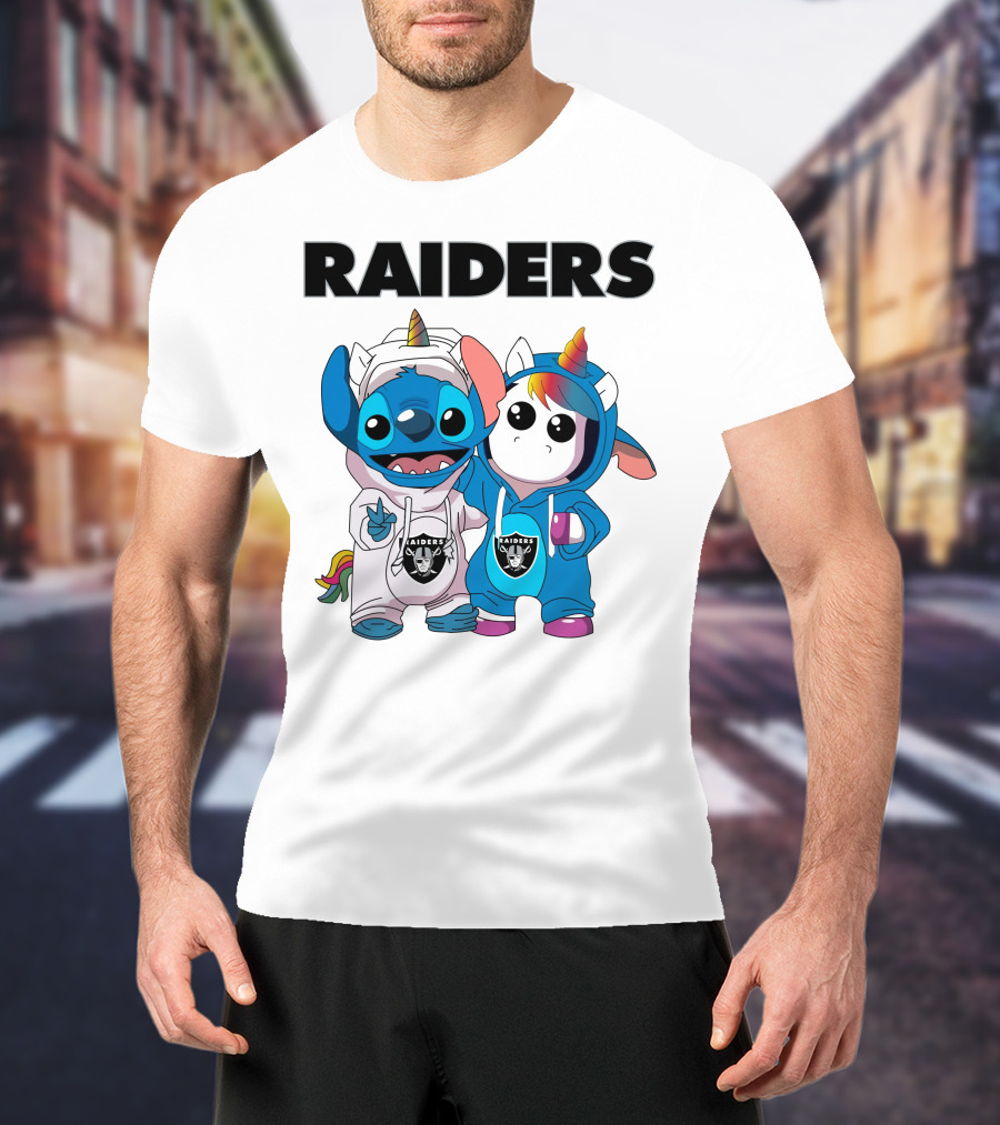 Raiders Stitch And Unicorn In Team Hoodies T-Shirt