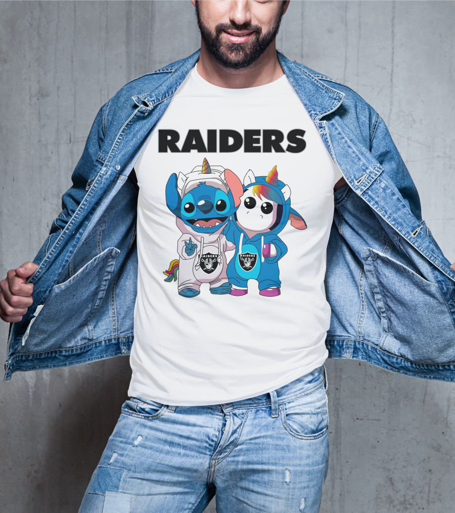 Raiders Stitch And Unicorn In Team Hoodies T-Shirt