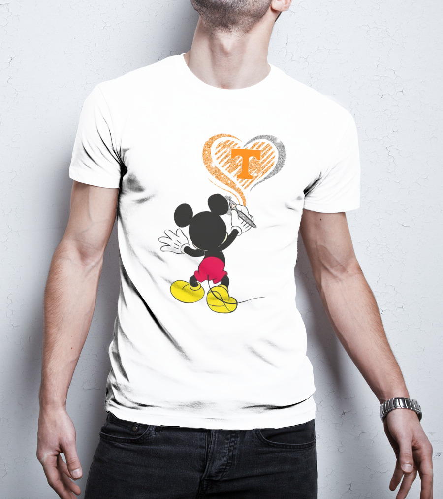 Mickey Painting Heart With Tennessee Volunteers T-Shirt