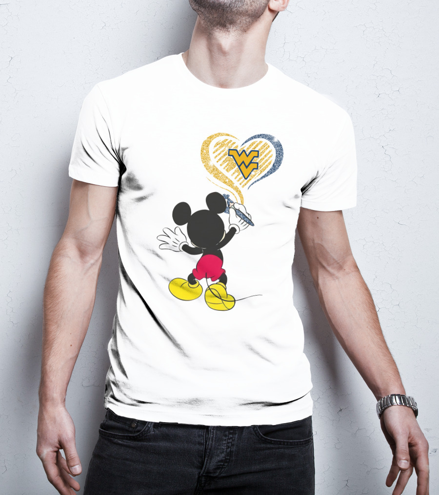 Mickey Drawing Wvu Heart T-Shirt