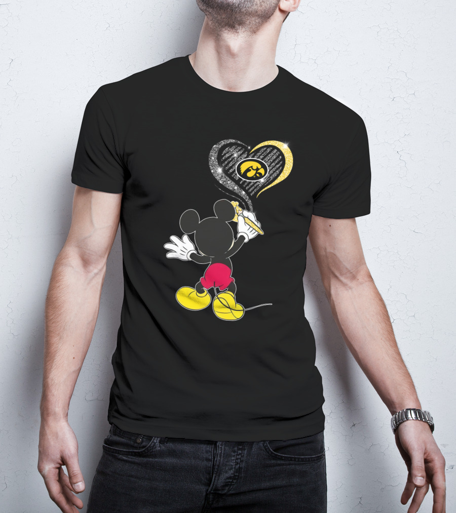 Mickey Painting Iowa Hawkeyes Heart T-Shirt