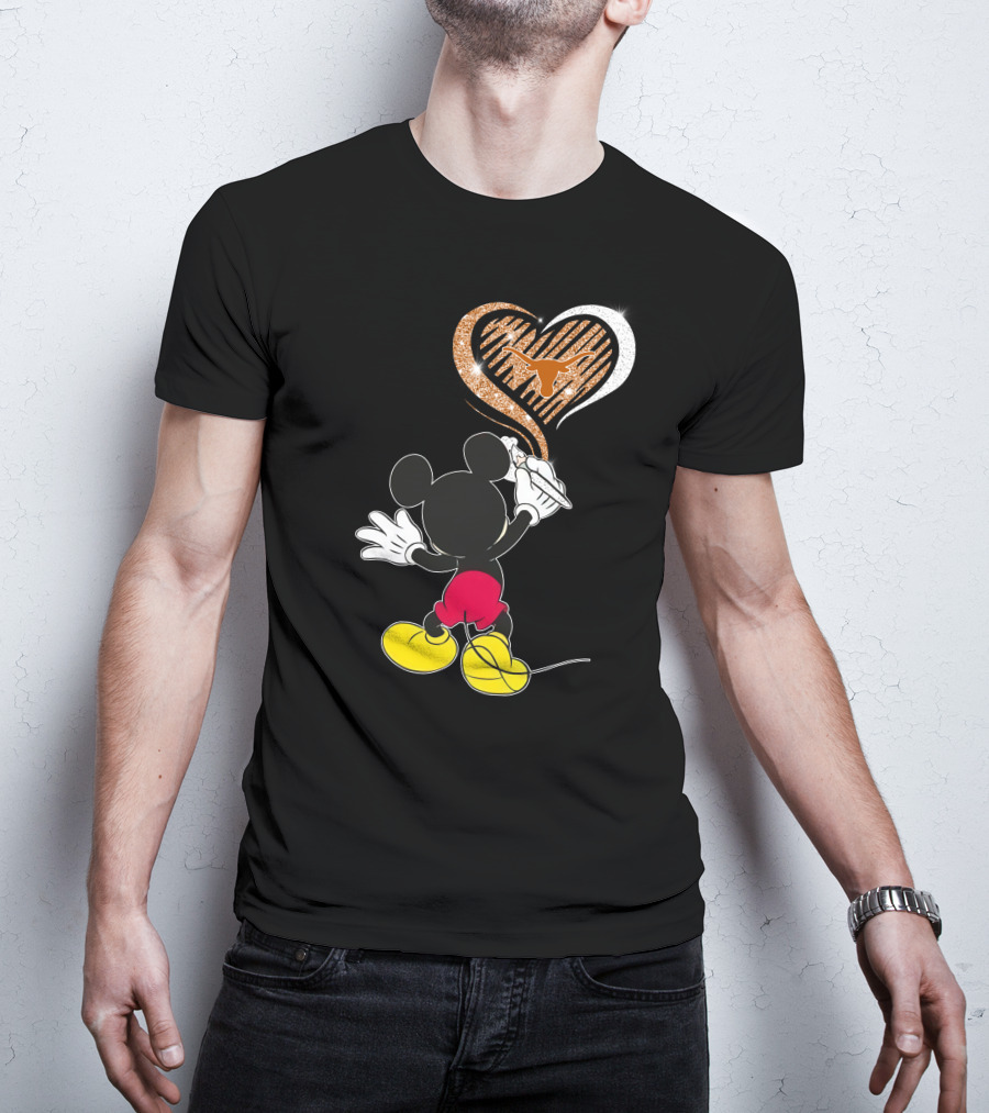 Mickey Mouse Painting Heart Texas Longhorns 32 T-Shirt