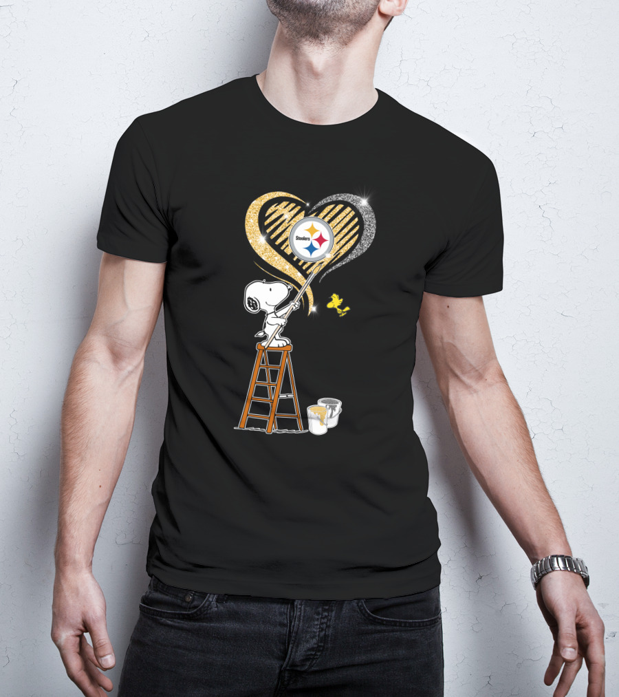 Snoopy Pittsburgh Steelers Heart Painting T-Shirt