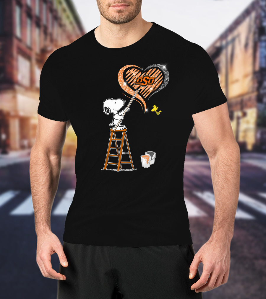 Snoopy Osu Heart Design With Ladder And Paint Buckets T-Shirt