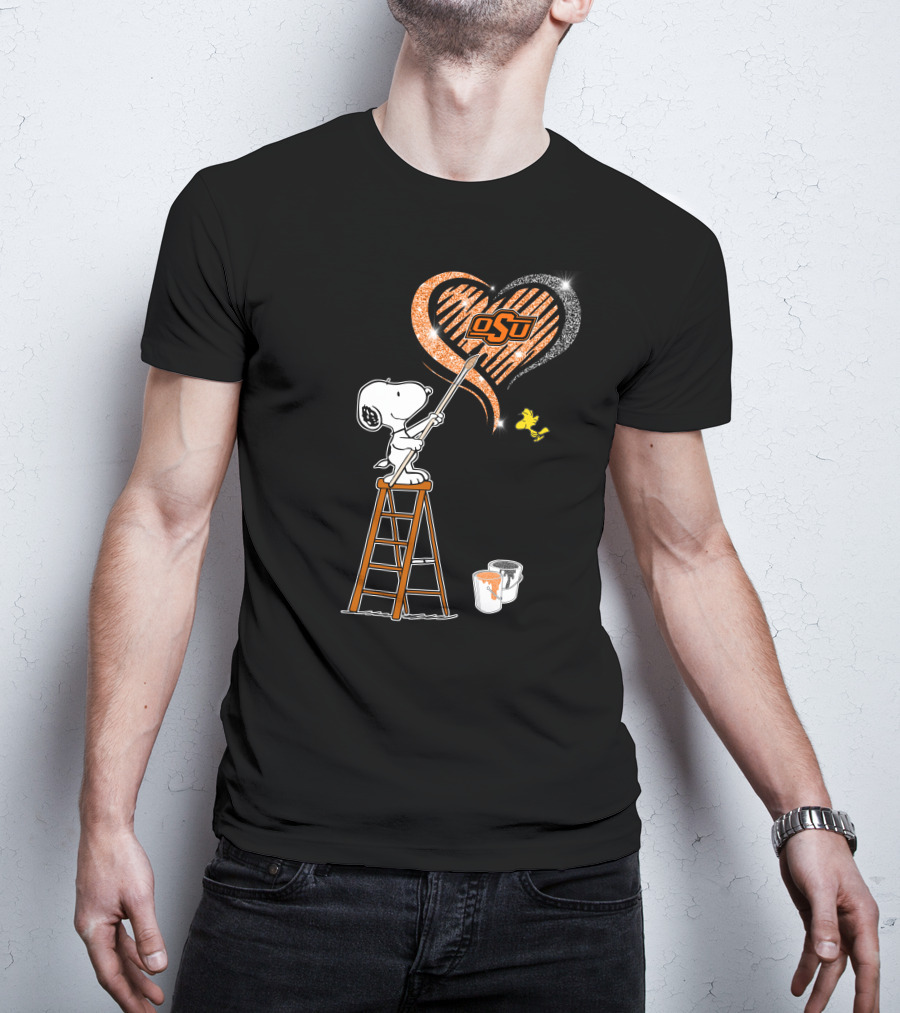 Snoopy Osu Heart Design With Ladder And Paint Buckets T-Shirt
