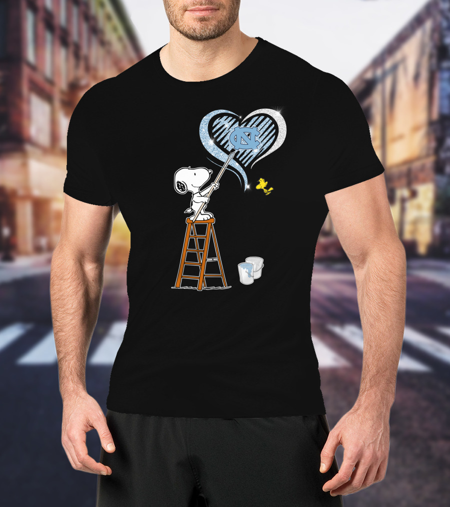 Snoopy Painting Unc Heart With Woodstock T-Shirt
