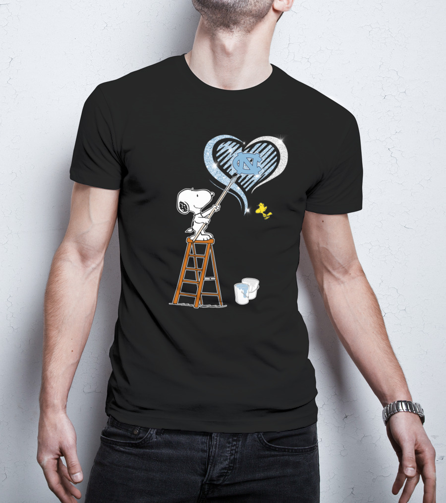 Snoopy Painting Unc Heart With Woodstock T-Shirt