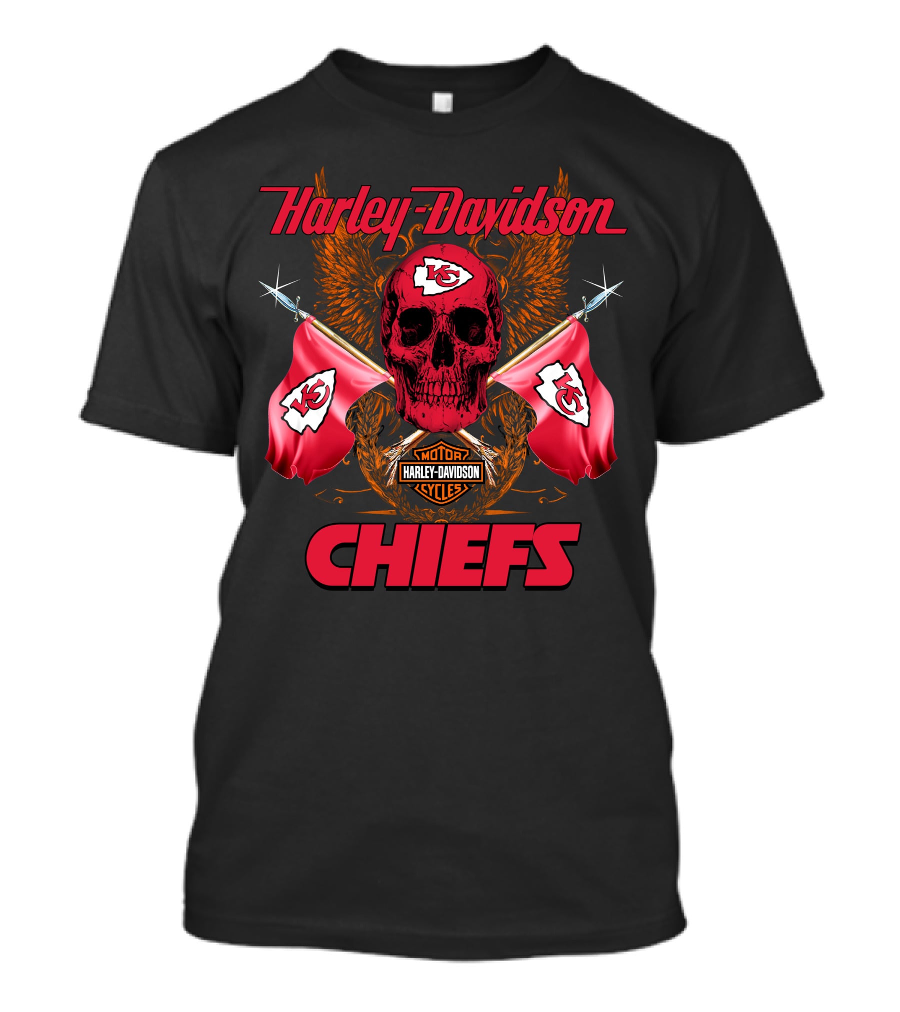 Harley Davidson Chiefs Skull Flags Motorcycle Cycles T-Shirt