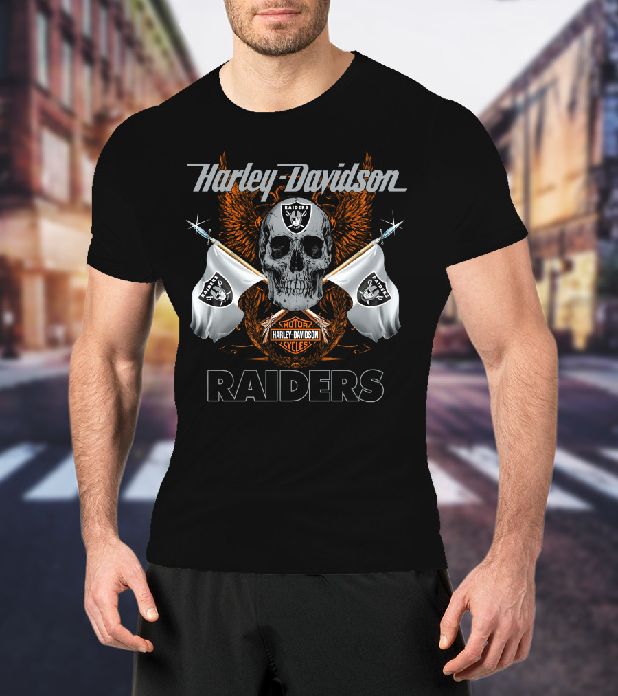 Harley Davidson Raiders Skull Flag T-Shirt