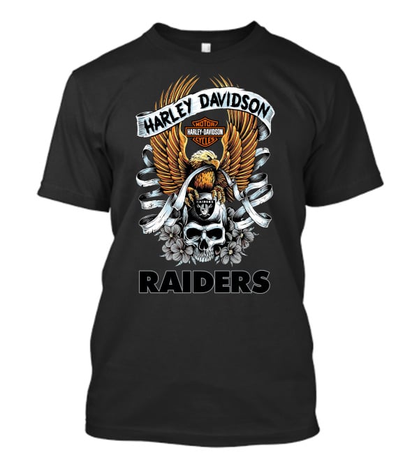 Harley Davidson Motor Cycles Eagle Skull Raiders T-Shirt