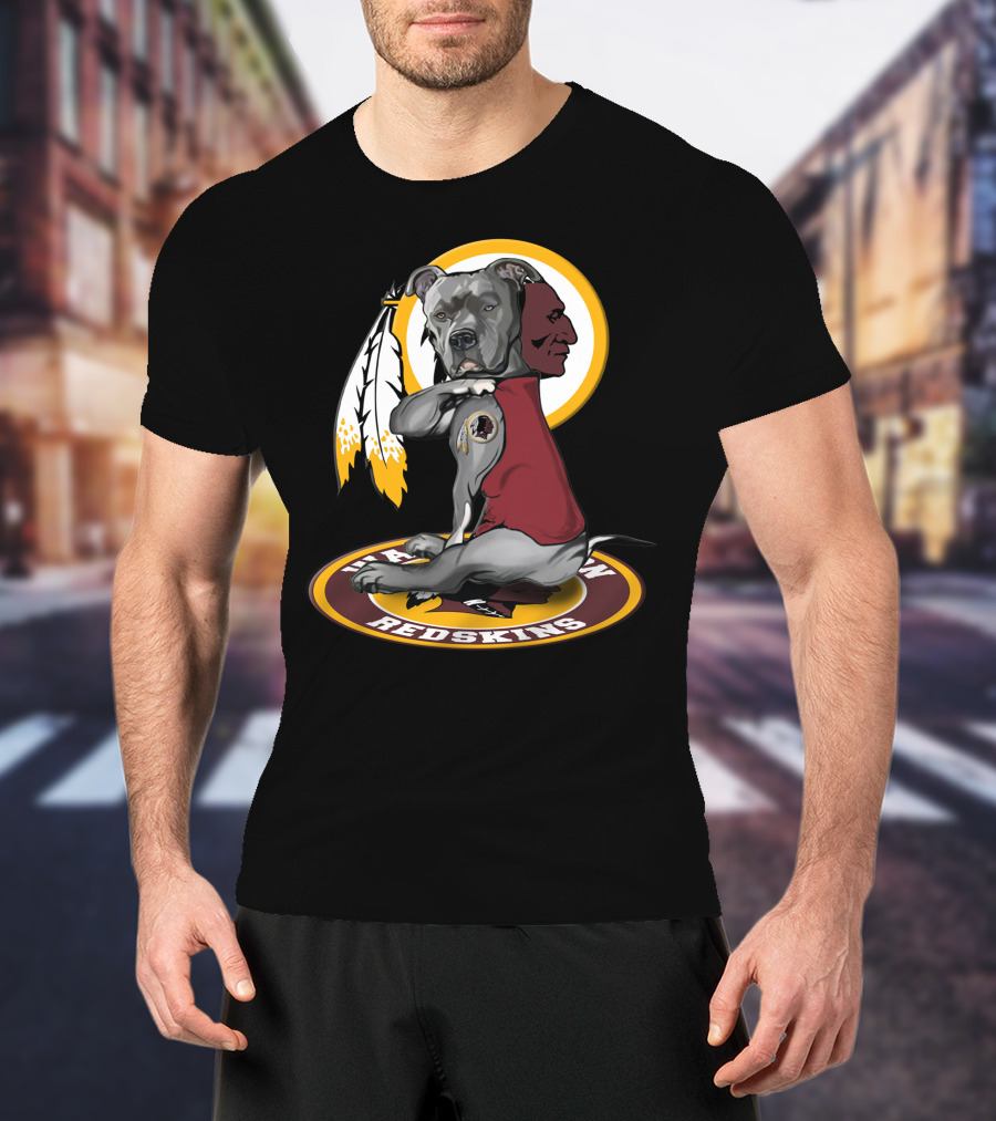 Washington Redskins Dog With Feather T-Shirt