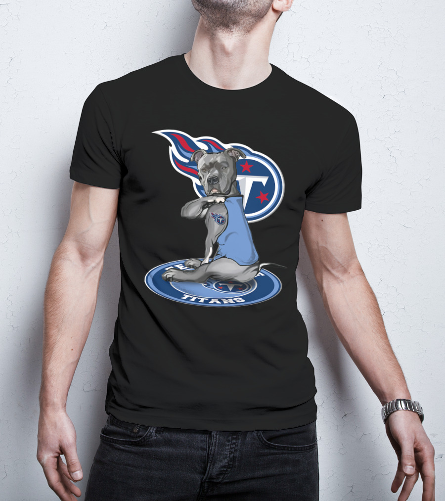 Tennessee Titans Dog With Logo And Stars T-Shirt