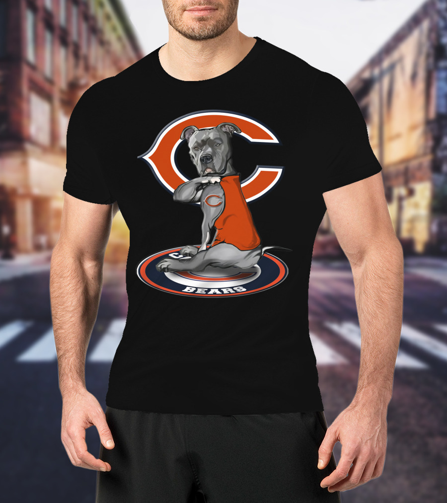 Chicago Bears Dog With Orange Jersey T-Shirt