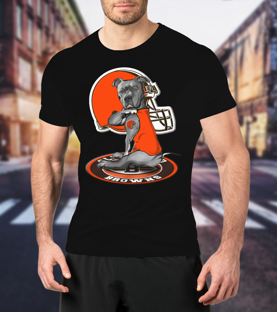 Cleveland Browns Dog Mascot With Helmet And Team T-Shirt