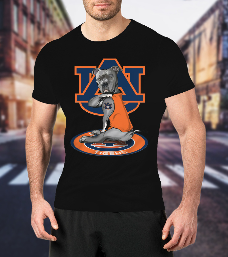Auburn Tigers Logo Dog Wearing Orange Jersey T-Shirt