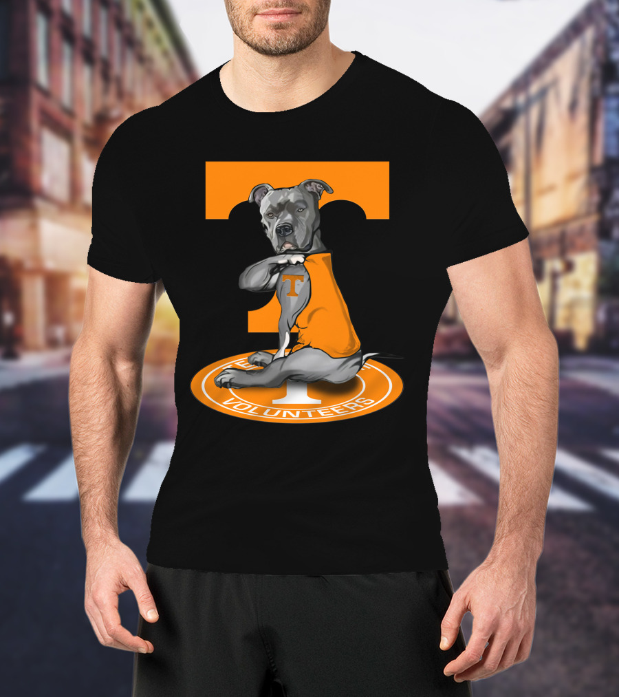 Tennessee Volunteers Dog In Orange T-Shirt With Power T T-Shirt