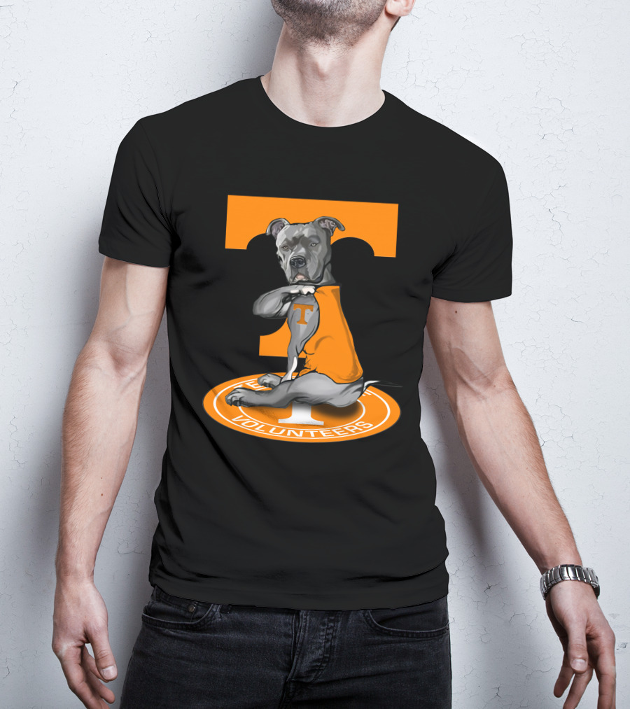 Tennessee Volunteers Dog In Orange T-Shirt With Power T T-Shirt