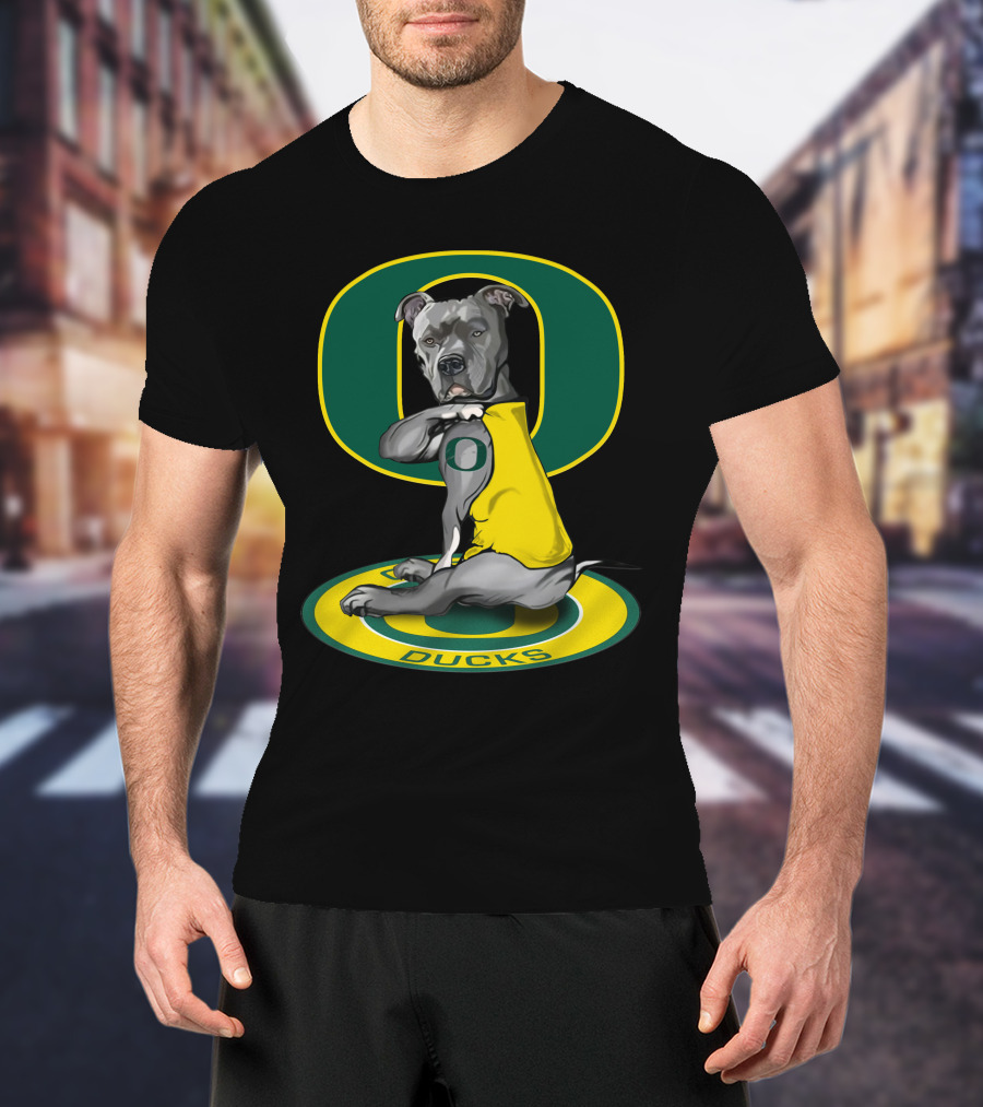 Oregon Ducks Bulldog With Yellow Vest And University T-Shirt