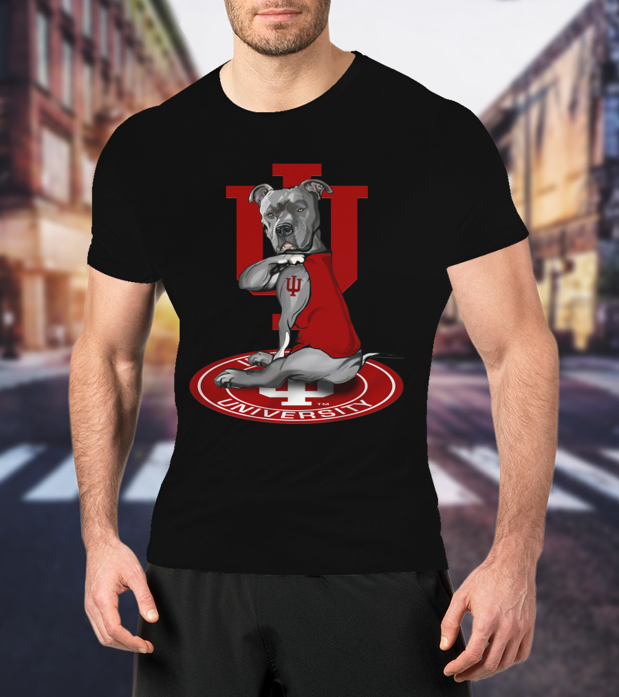 Indiana Hoosiers Dog In Red Vest On Iu T-Shirt