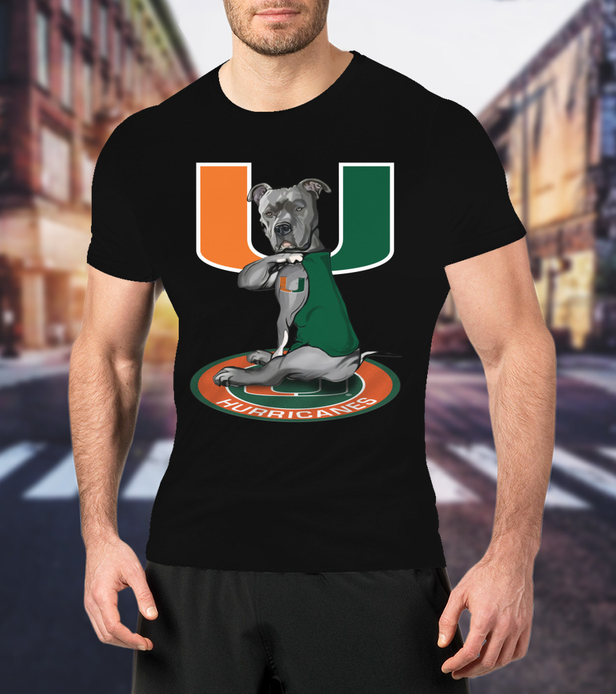 Miami Hurricanes Dog Mascot With U T-Shirt