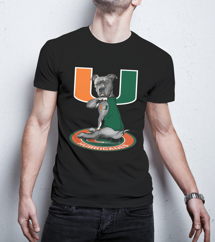 Miami Hurricanes Dog Mascot With U T-Shirt