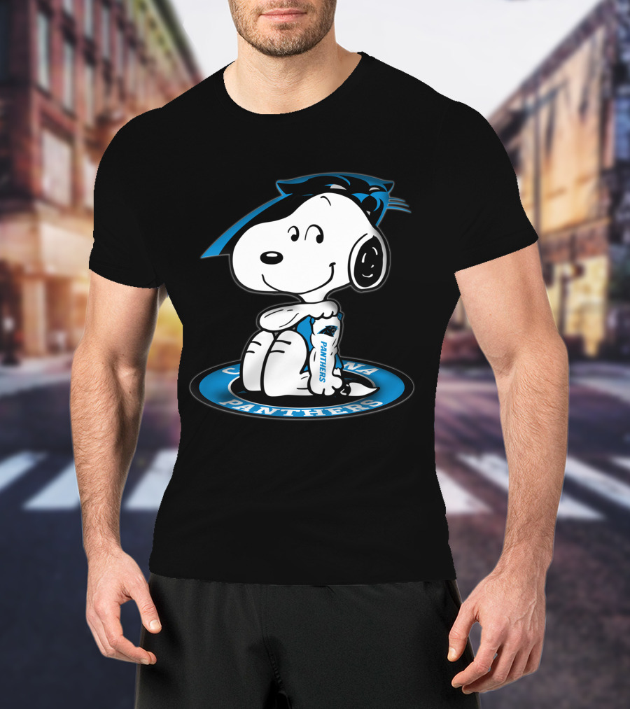 Snoopy Carolina Panthers Blue Football Fan T-Shirt