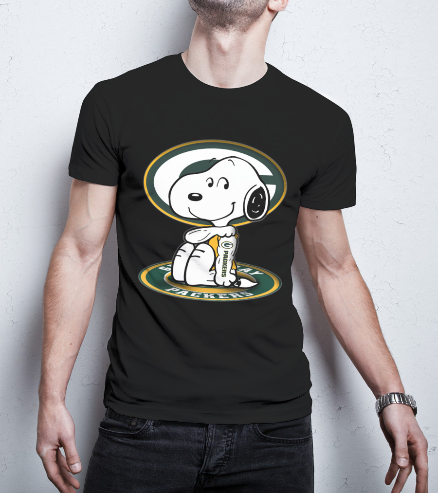 Snoopy Holding Green Bay Packers Logo Football Jerseys T-Shirt