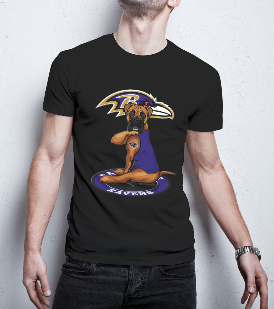 Baltimore Ravens Dog With Logo And Tattoo T-Shirt