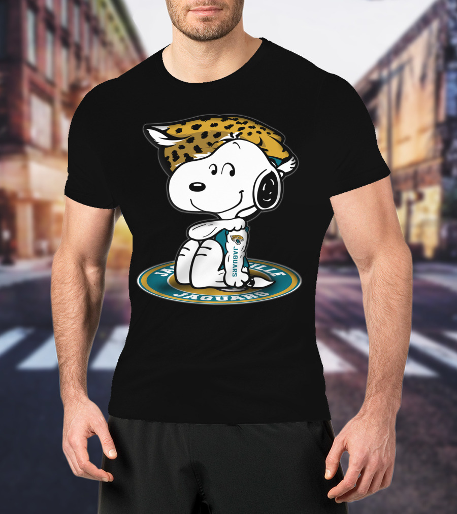 Snoopy Wearing Jacksonville Jaguars Gear With Jaguars Helmet T-Shirt