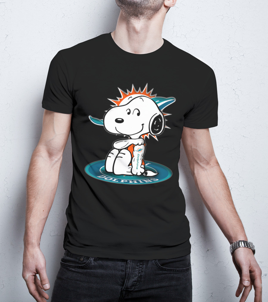 Snoopy Miami Dolphins Fan Football T-Shirt