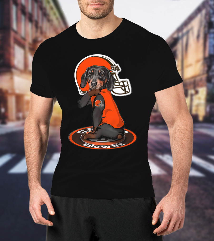Cleveland Browns Dog In Football Helmet And Jersey T-Shirt