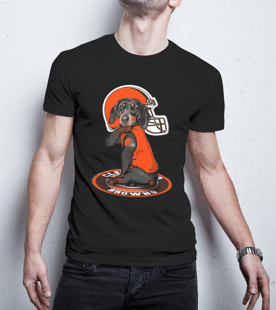 Cleveland Browns Dog In Football Helmet And Jersey T-Shirt