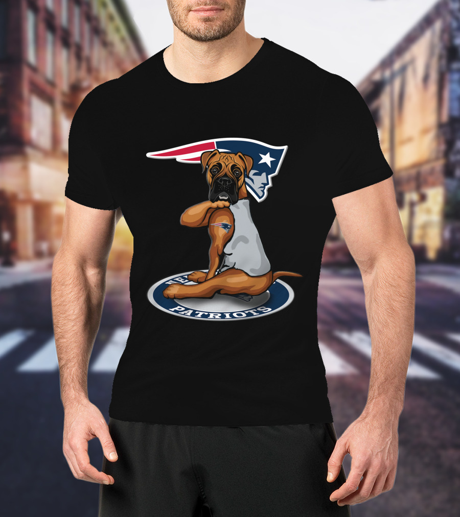 New England Patriots Football Dog With Team T-Shirt