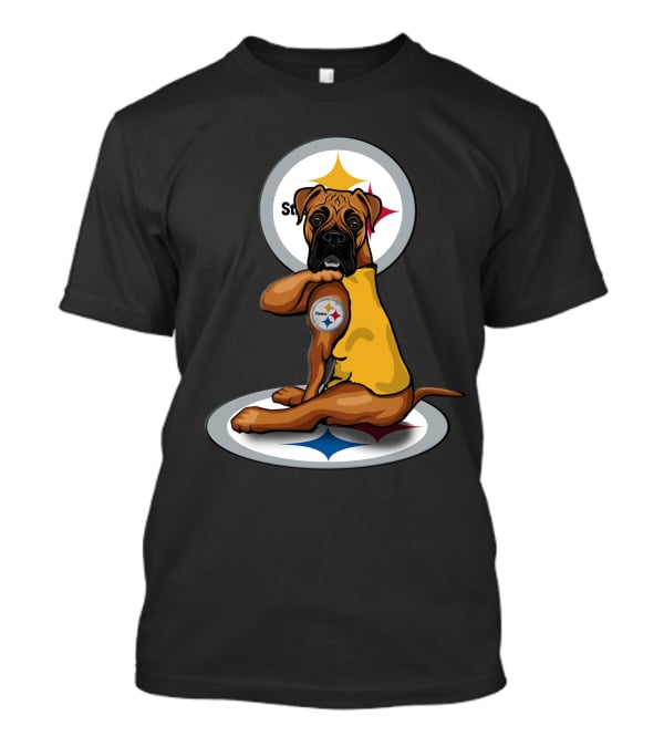 25-Pittsburgh Steelers Dog Logo Retro Style Sports Fan T-Shirt