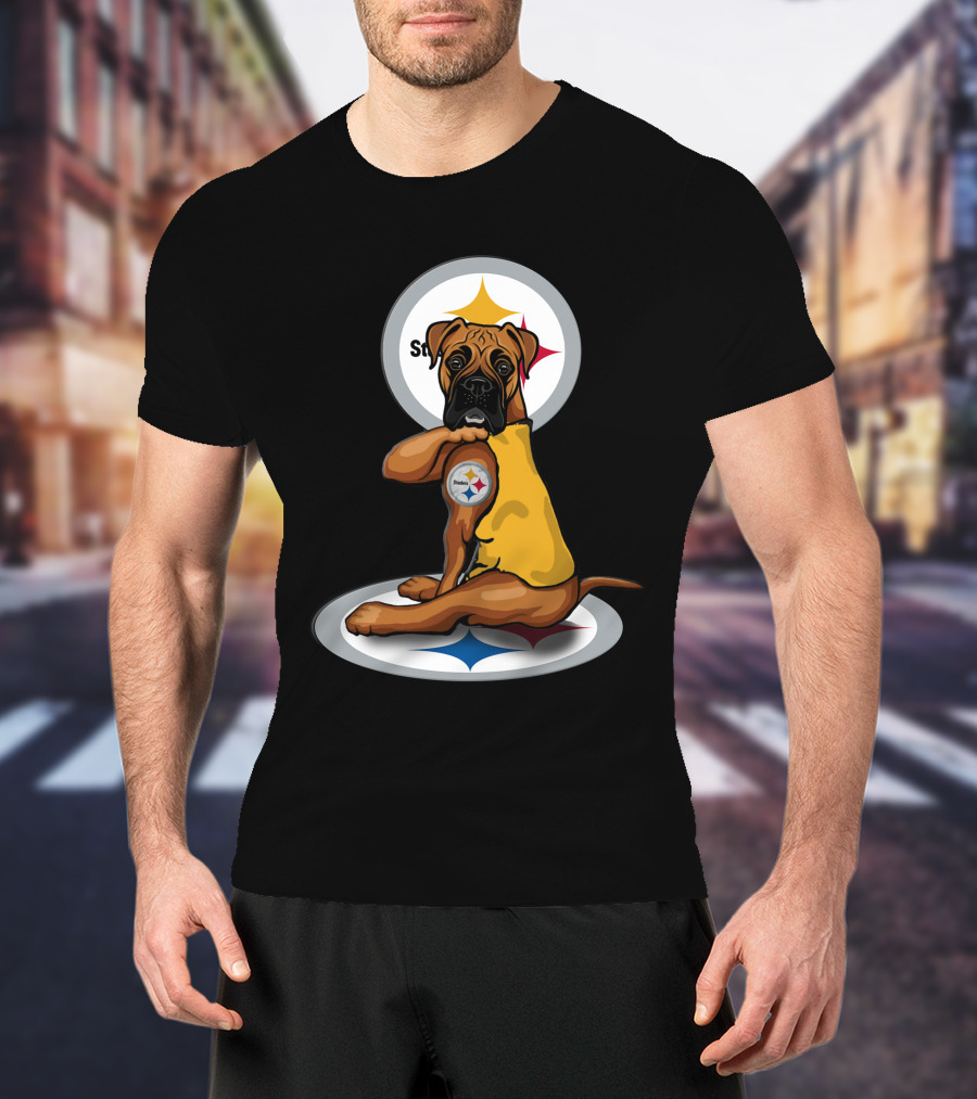 25-Pittsburgh Steelers Dog Logo Retro Style Sports Fan T-Shirt