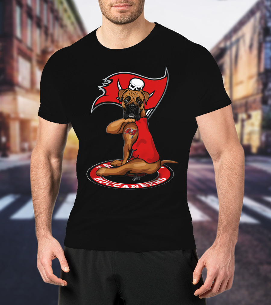 Tampa Bay Buccaneers Dog With Tattoo And Flag T-Shirt