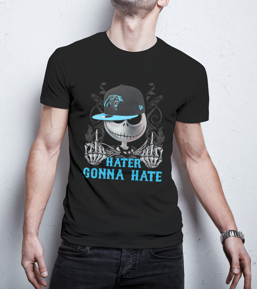Hater Gonna Hate Carolina Panthers Skeleton Hat T-Shirt