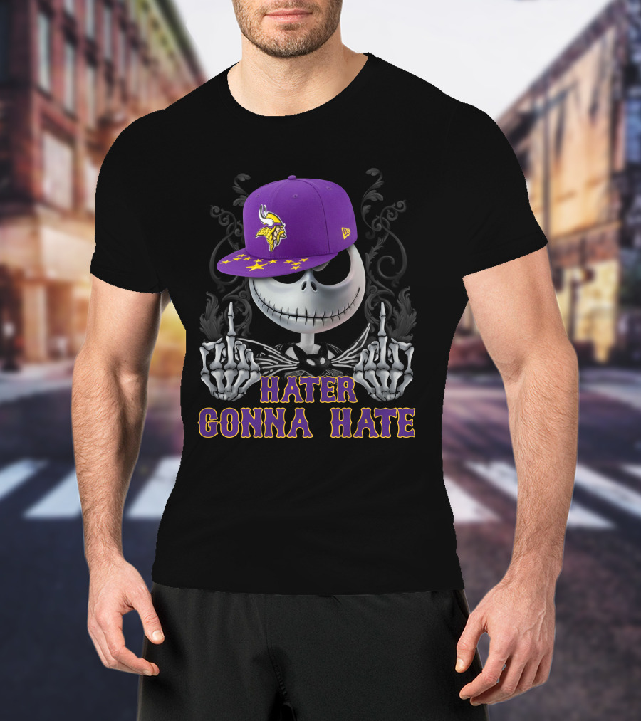 Hater Gonna Hate Minnesota Vikings Jack Skellington New Era Cap T-Shirt