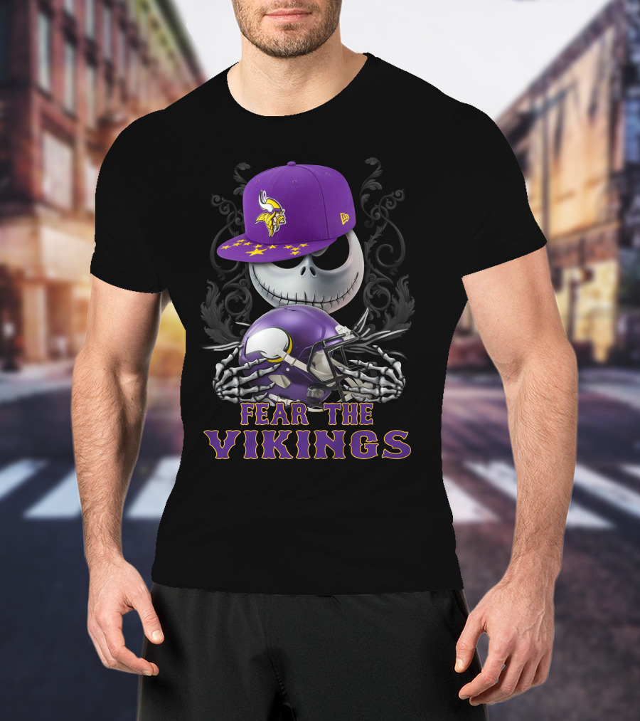 Fear The Vikings Minnesota Vikings Skeleton Halloween Football T-Shirt